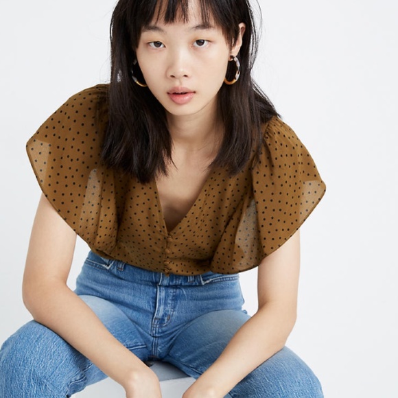 Madewell Brown Polka Dot Blouse - Picture 2 of 6